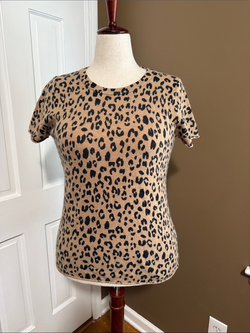 J. Crew Leopard Print Short Sleeve Tee in Tan and Black